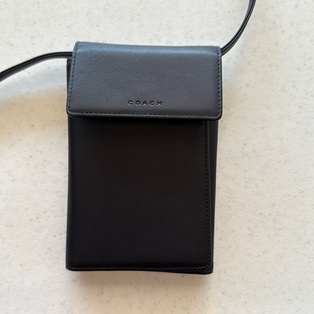 Coach Black Leather Phone Pouch
